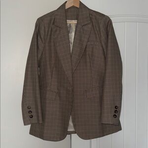 Classic Brown Checkered Blazer